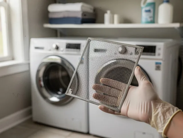 Clearwater Dryer Vent Cleaning specialist performing detailed lint trap cleaning service in Clearwater