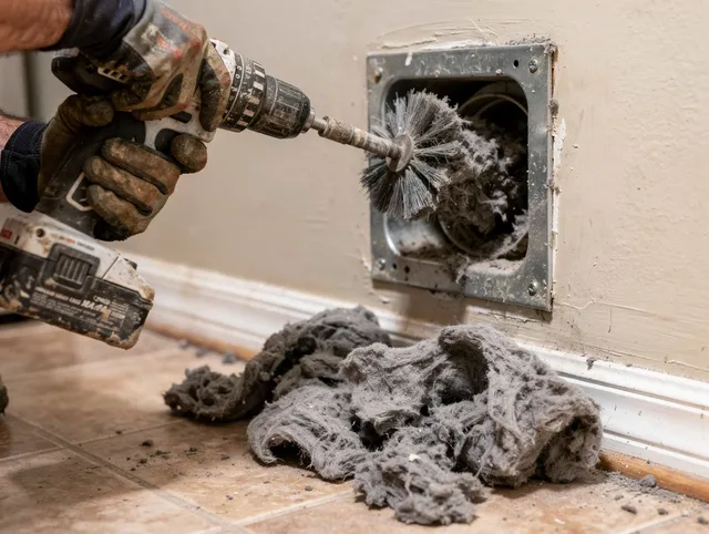Certified Clearwater Dryer Vent Cleaning technician performing dryer vent cleaning in Clearwater